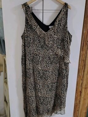 VTG Avenue Leopard Print Ruffle V-Neck Sleeveless Maxi Dress Plus Size 22 NWT